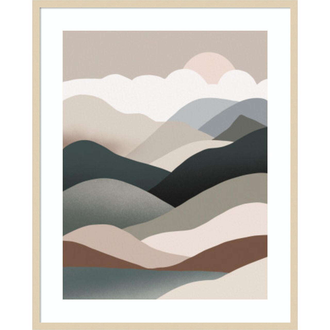 Nordic landscape mountain range 06 by Little Dean Wood Framed Wall Art Print